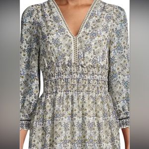 Max Studio Floral Print Smocked Mini Dress